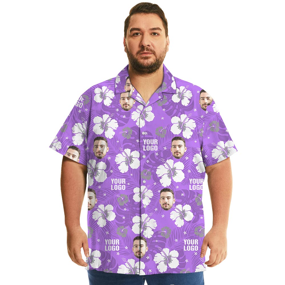 Unique Purple Aloha Shirt With Custom Logo For Team