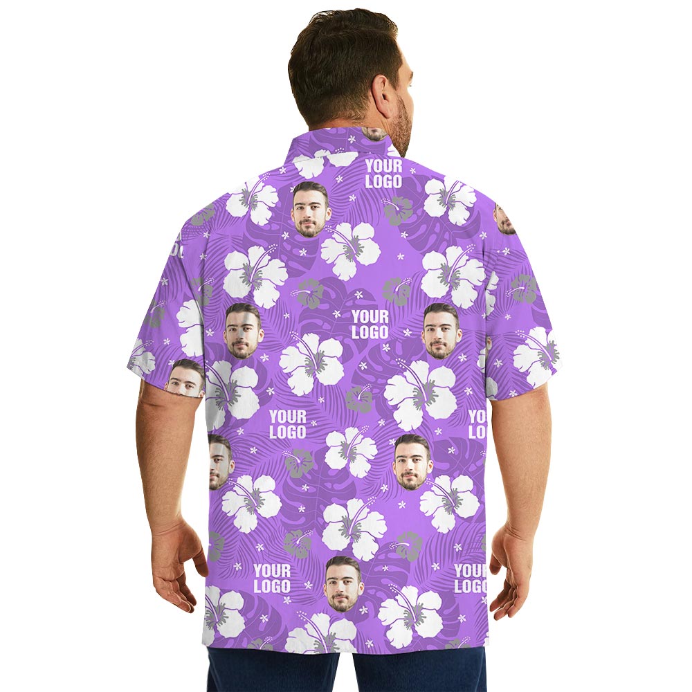 Unique Purple Aloha Shirt With Custom Logo For Team