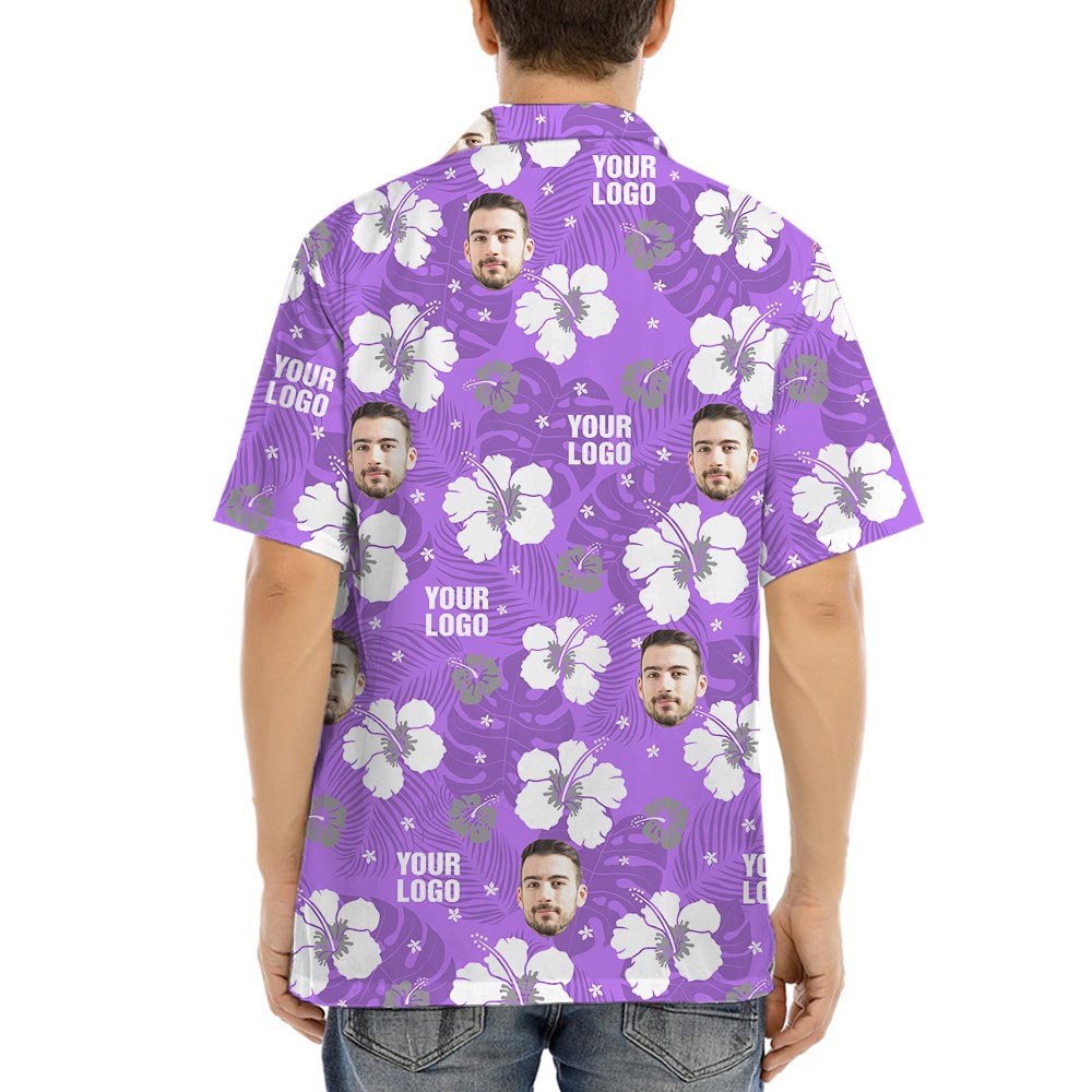 Unique Purple Aloha Shirt With Custom Logo For Team