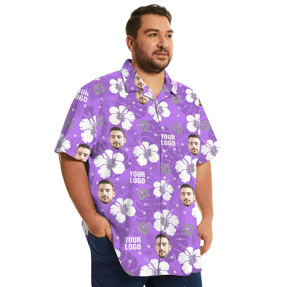 Unique Purple Aloha Shirt With Custom Logo For Team