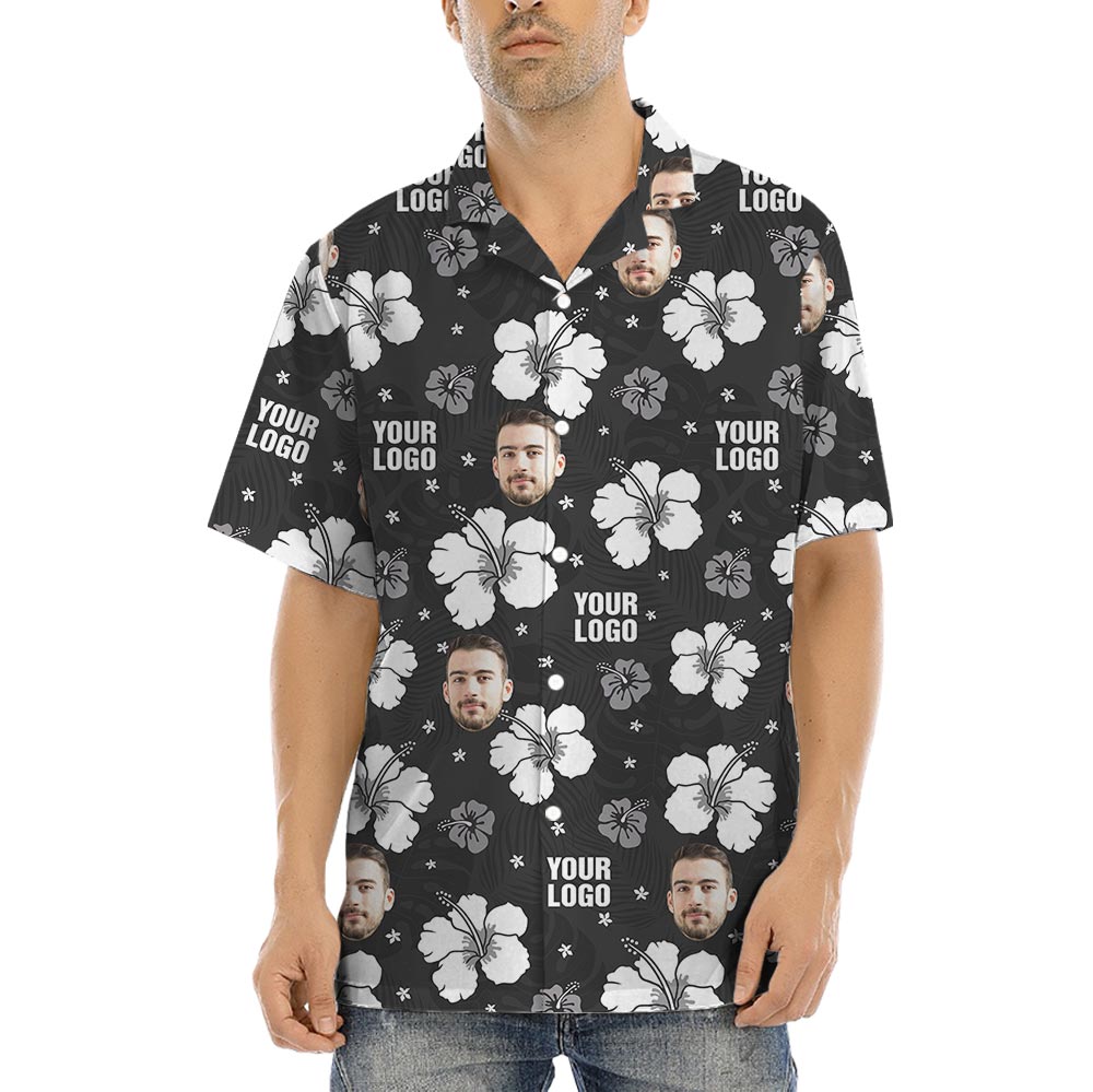 Black Hibiscus Bulk Custom Hawaiian Shirt No Minimum