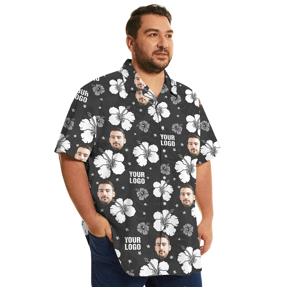Black Hibiscus Bulk Custom Hawaiian Shirt No Minimum