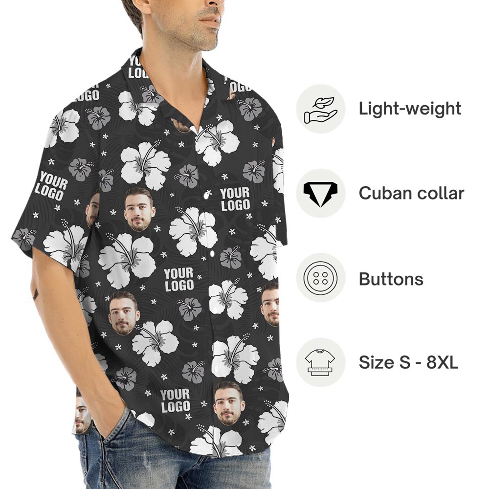 Black Hibiscus Bulk Custom Hawaiian Shirt No Minimum