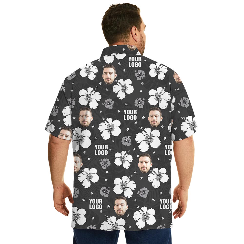 Black Hibiscus Bulk Custom Hawaiian Shirt No Minimum