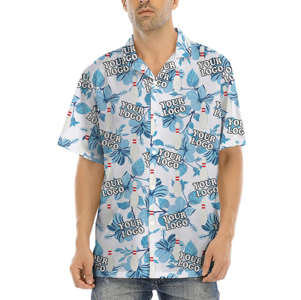 Custom Logo Bowling Team Hawaiian Shirt Hibiscus
