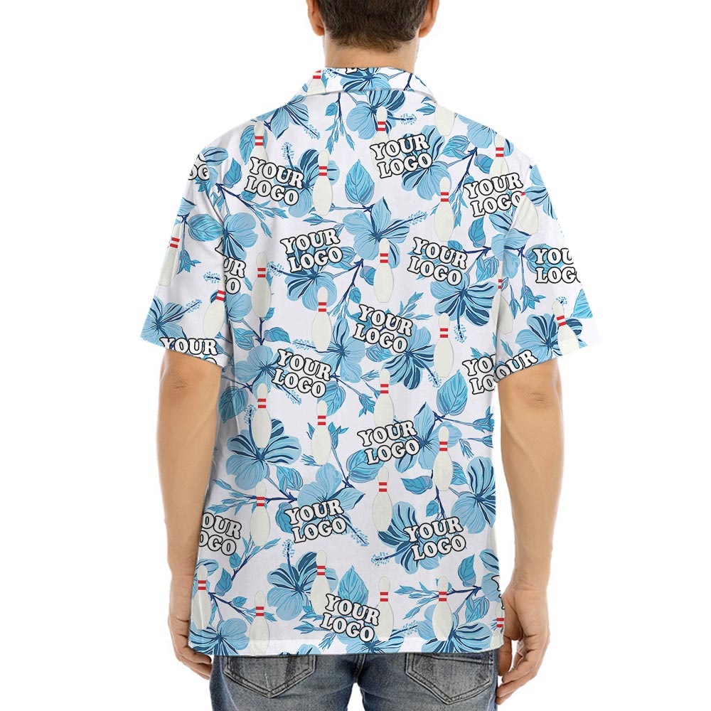 Custom Logo Bowling Team Hawaiian Shirt Hibiscus