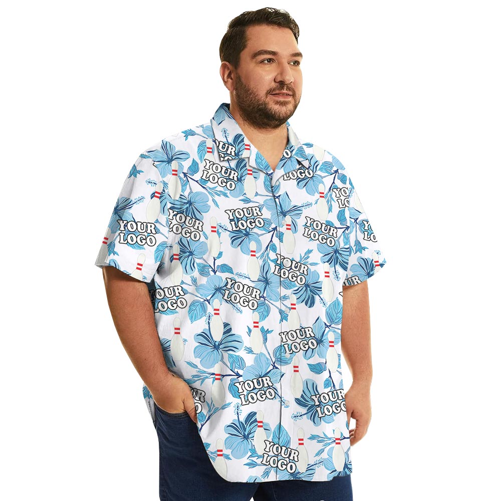 Custom Logo Bowling Team Hawaiian Shirt Hibiscus