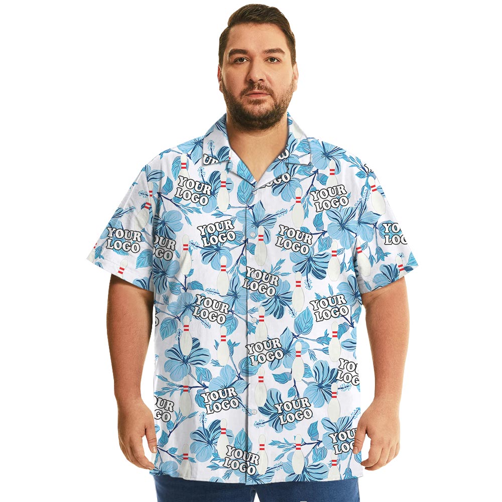 Custom Logo Bowling Team Hawaiian Shirt Hibiscus