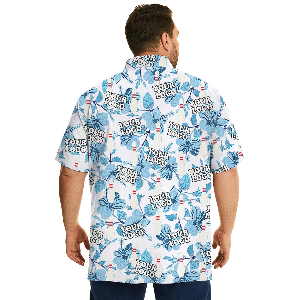 Custom Logo Bowling Team Hawaiian Shirt Hibiscus
