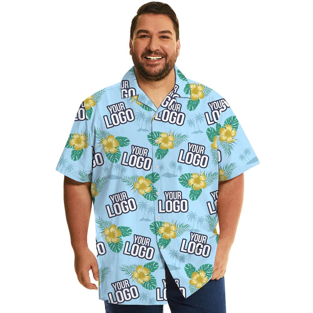 Personalized Blue Floral Hawaii Shirt With Your Logo - variant image 1