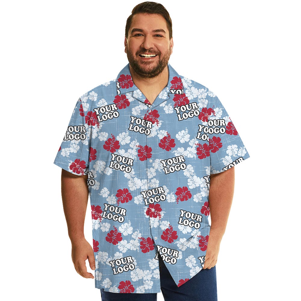 Floral Corporate Hawaiian Shirt With Logo Plus Size - variant image 1