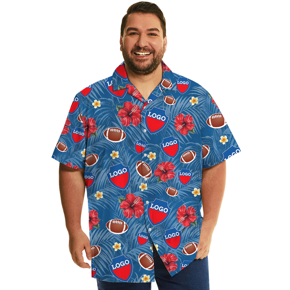 Football Game Day Blue Hawaiian Shirt With Custom Logo - variant image 1