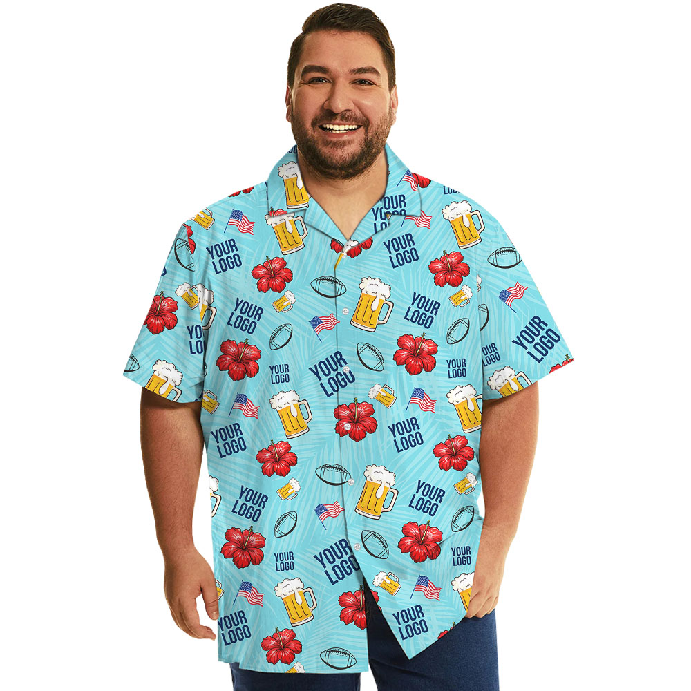 American Football Cheer Blue Hawaiian Shirt With Logo - variant image 1