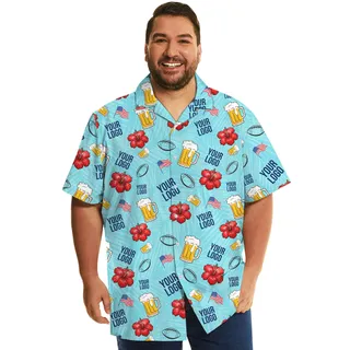 American Football Cheer Blue Hawaiian Shirt With Logo