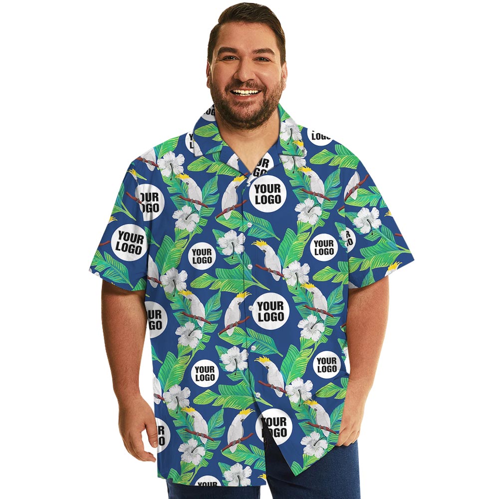 Plus Size Blue Parrot Hawaii Shirts Custom Logo With Preview - variant image 1