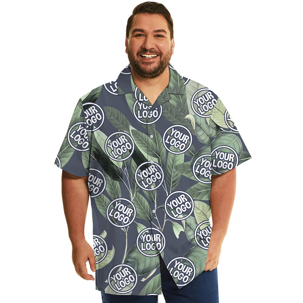 Tropical Leaves Plus Size Aloha Shirt Custom Logo - variant image 1