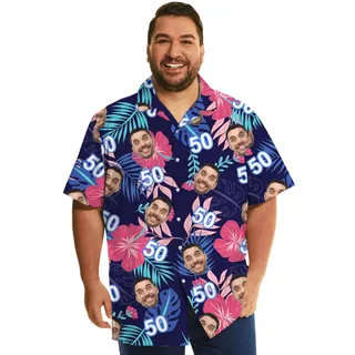 Personalized Birthday Tropical Shirt With Face And Age