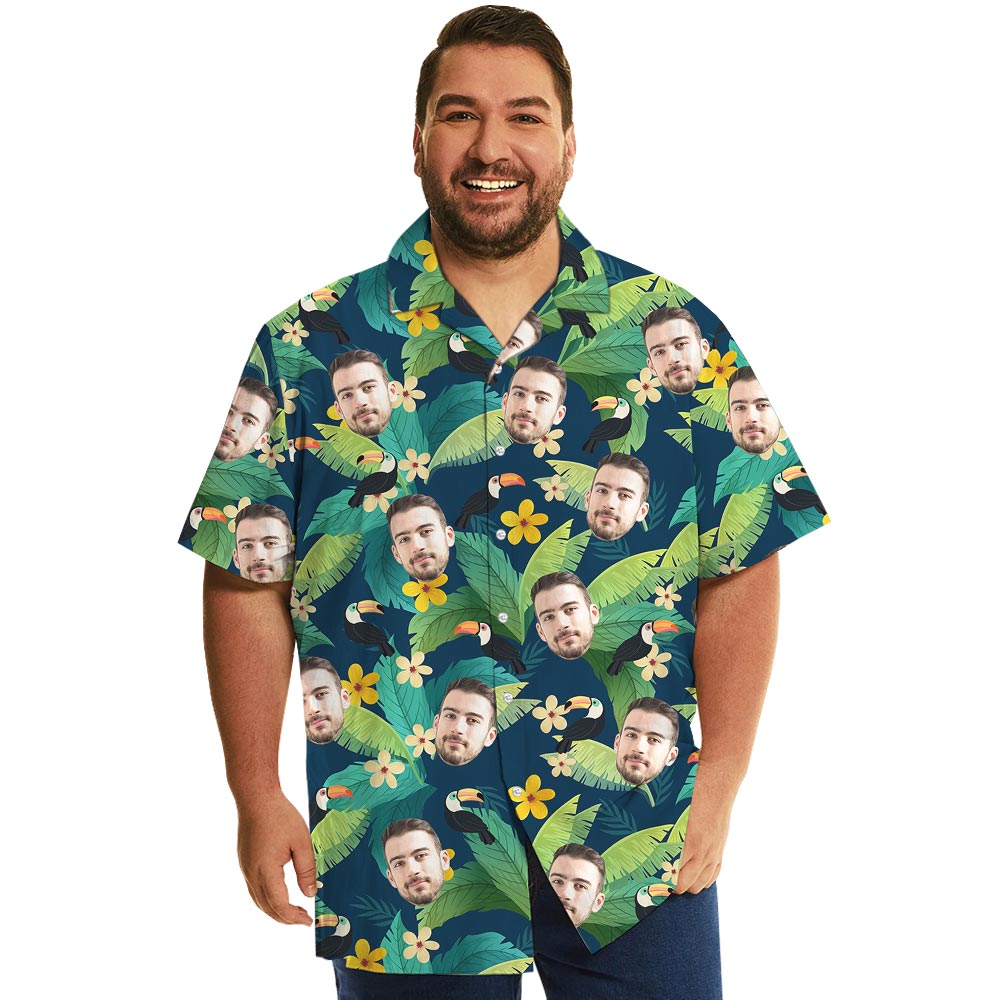 Custom Photo Toucan Tropical Shirt For Big And Tall Guys - variant image 1