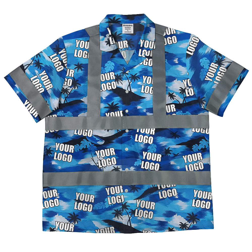 Custom Logo Hawaiian Construction Shirt With Reflective Strips - variant image 1