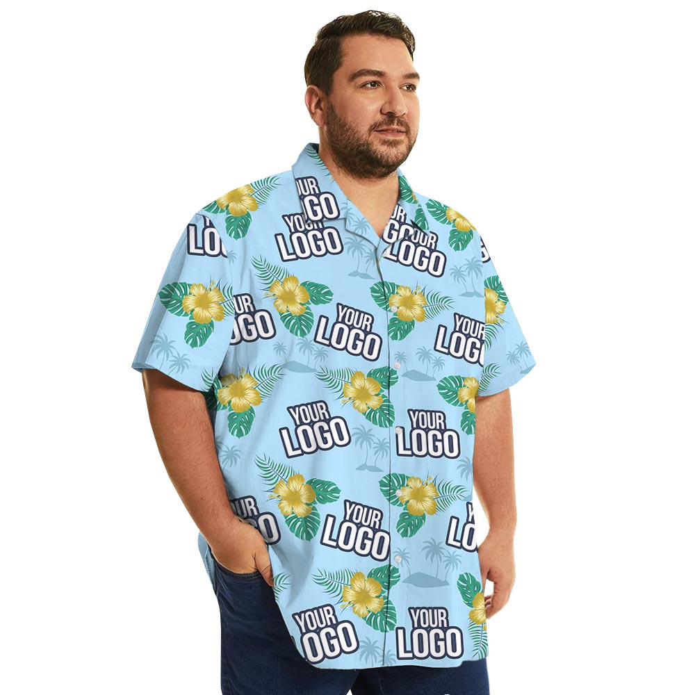 Personalized Blue Floral Hawaii Shirt With Your Logo
