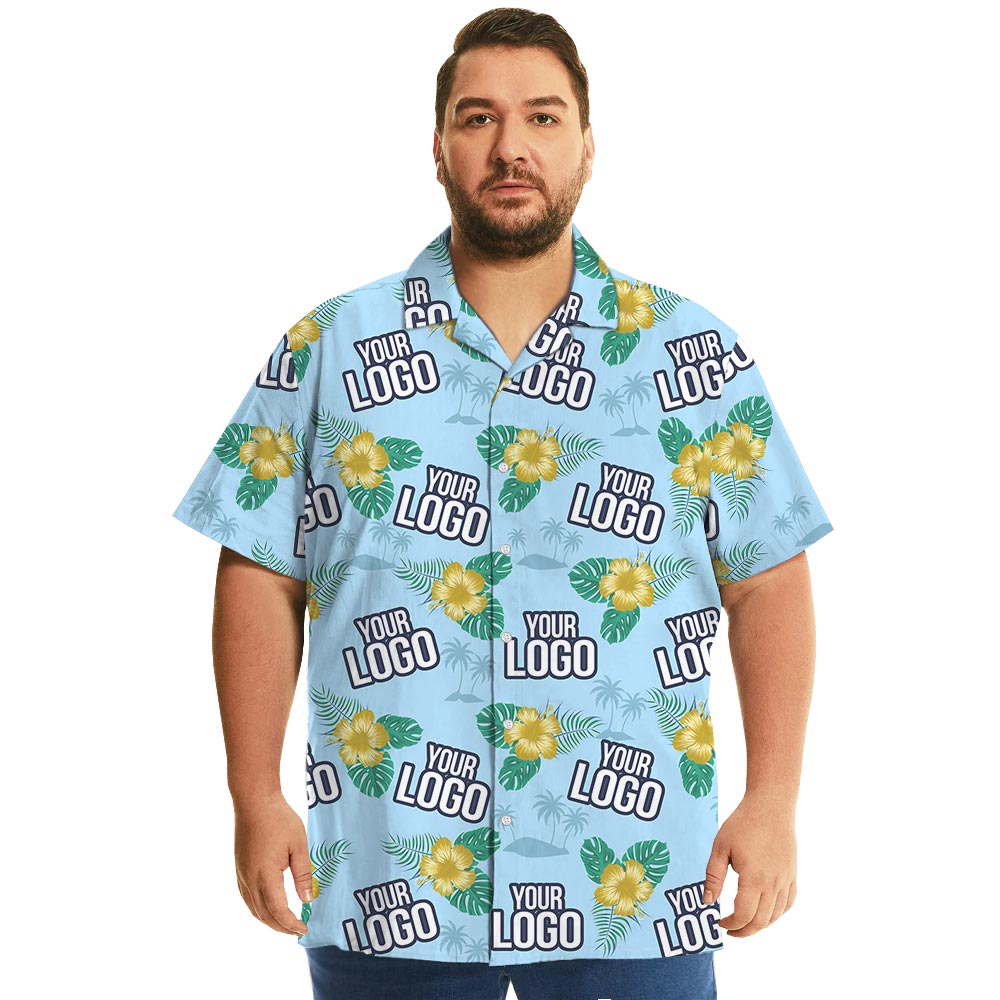 Personalized Blue Floral Hawaii Shirt With Your Logo