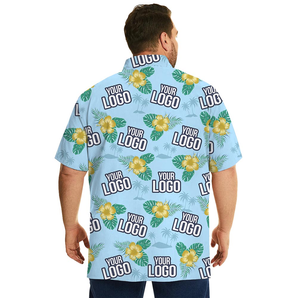 Personalized Blue Floral Hawaii Shirt With Your Logo