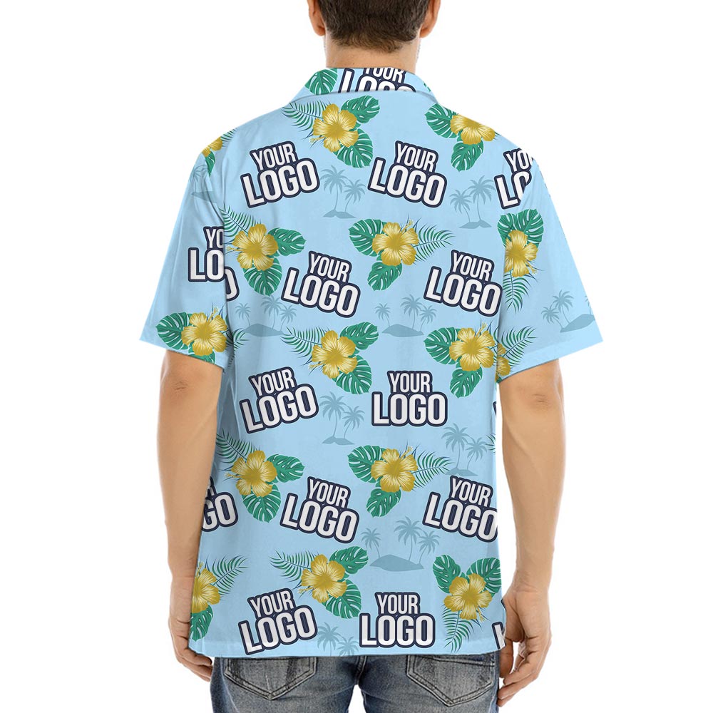 Personalized Blue Floral Hawaii Shirt With Your Logo