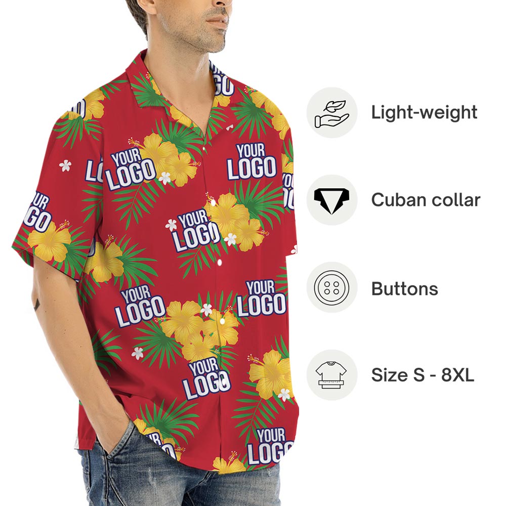 Personalized Red Hawaiian Shirt For Company With Logo
