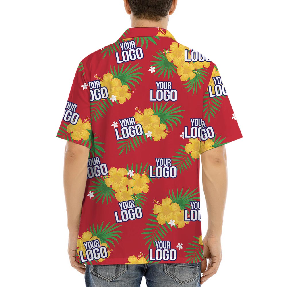 Personalized Red Hawaiian Shirt For Company With Logo