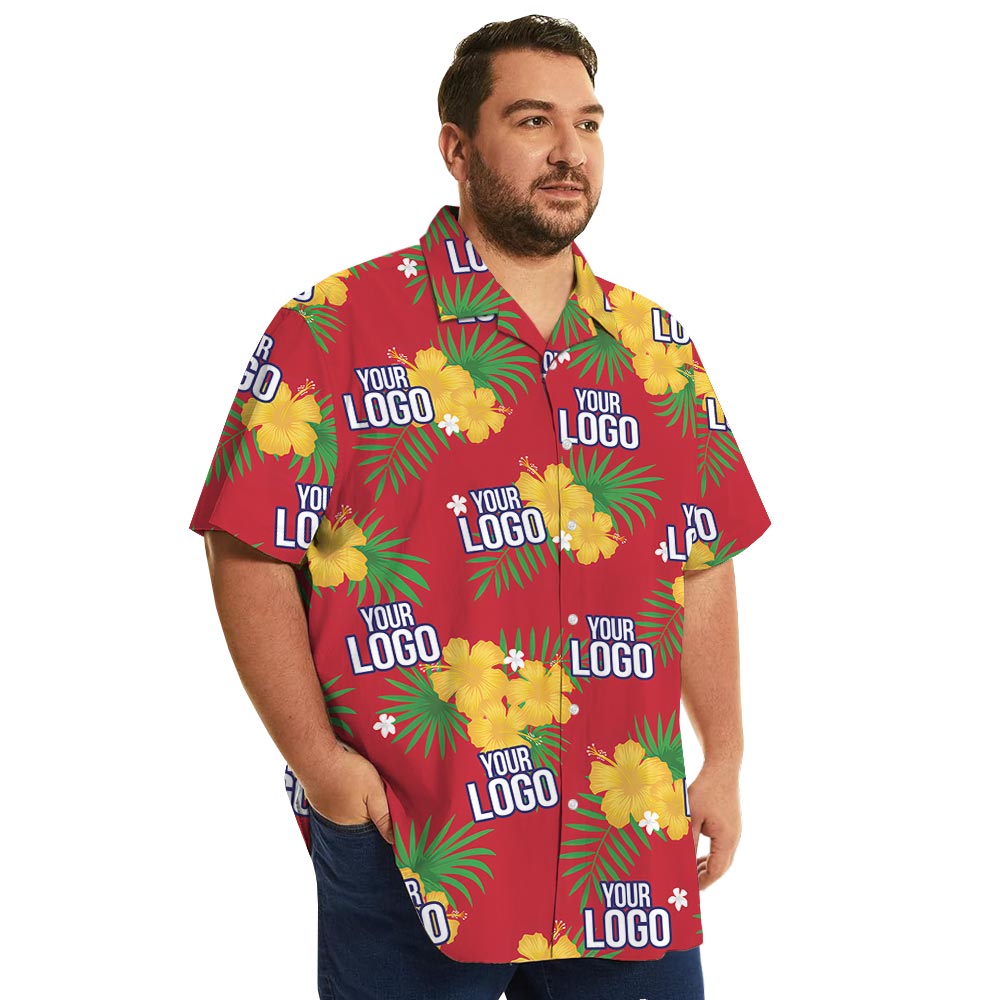 Personalized Red Hawaiian Shirt For Company With Logo