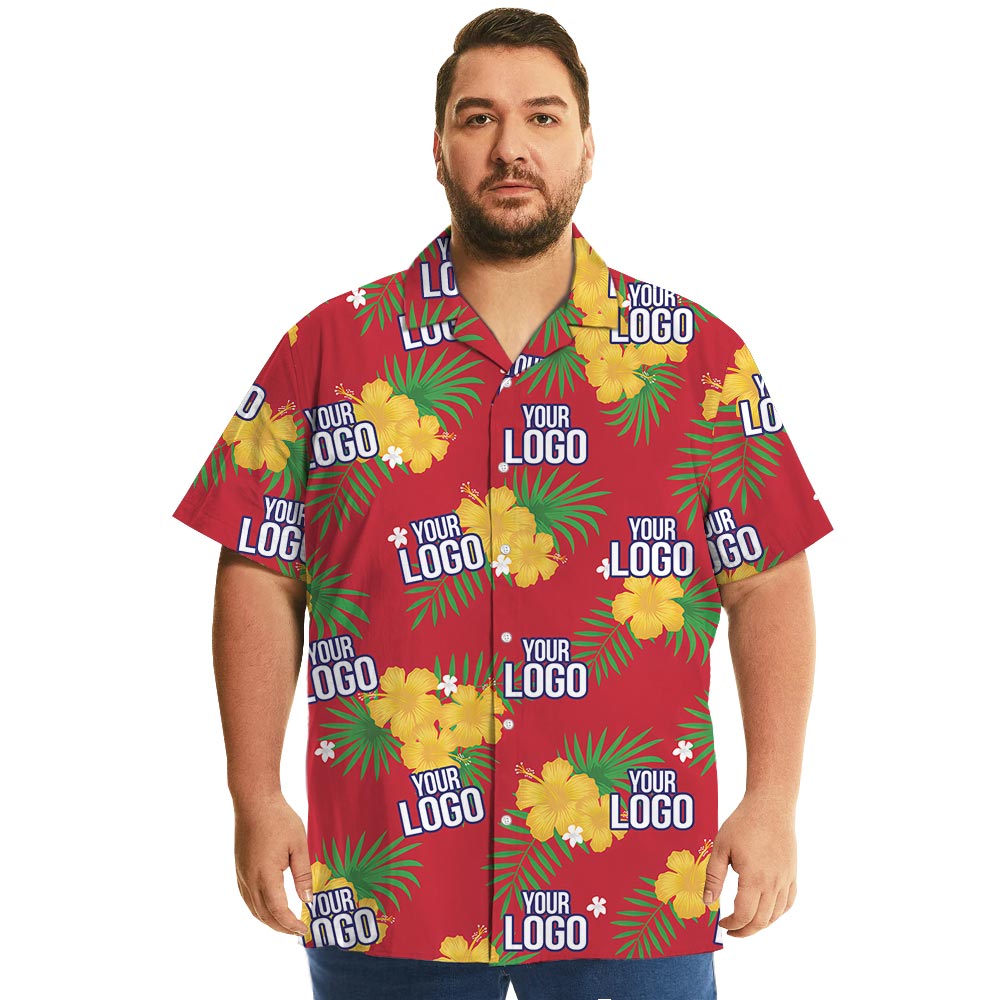 Personalized Red Hawaiian Shirt For Company With Logo