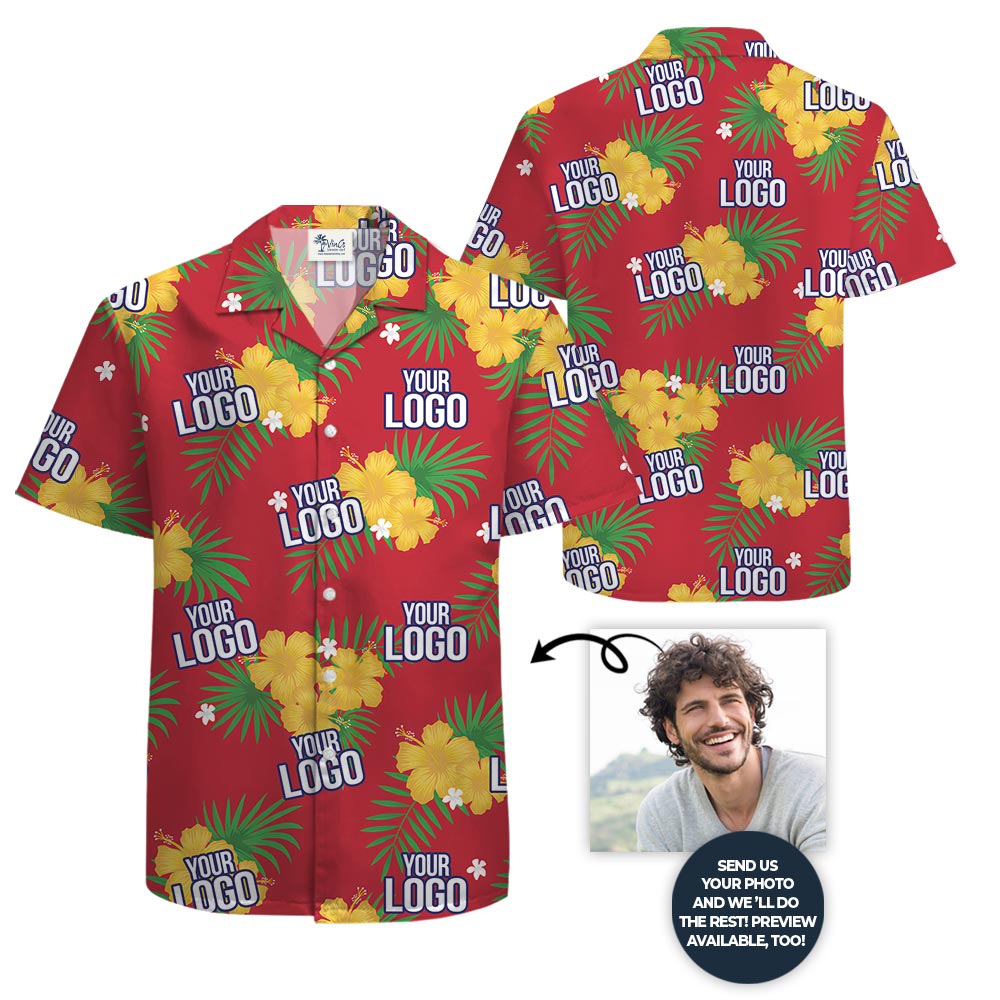 Personalized Red Hawaiian Shirt For Company With Logo