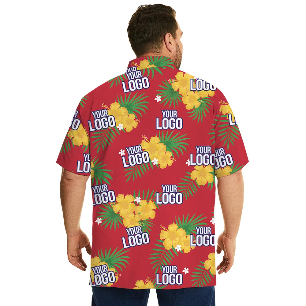 Personalized Red Hawaiian Shirt For Company With Logo