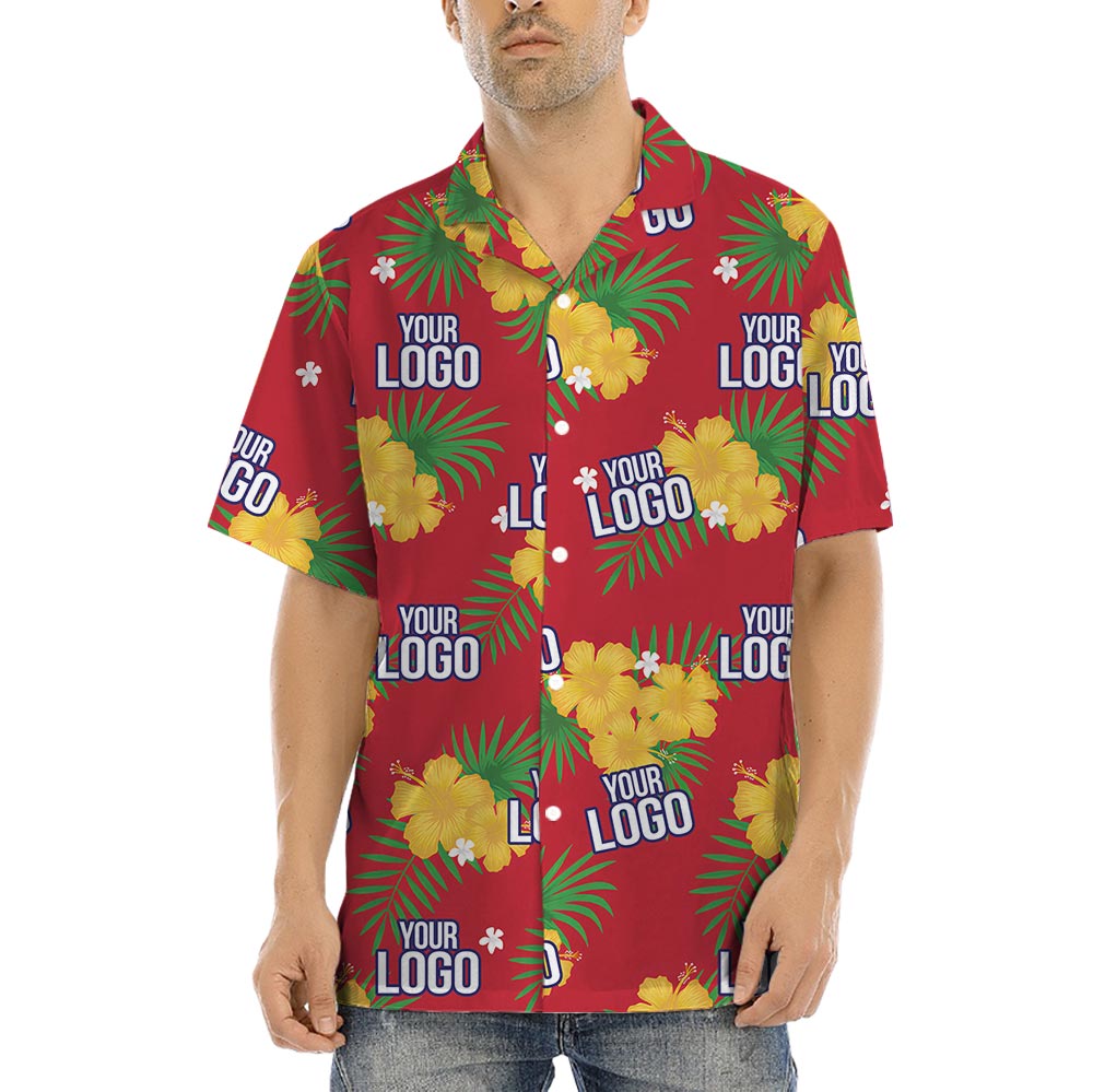 Personalized Red Hawaiian Shirt For Company With Logo