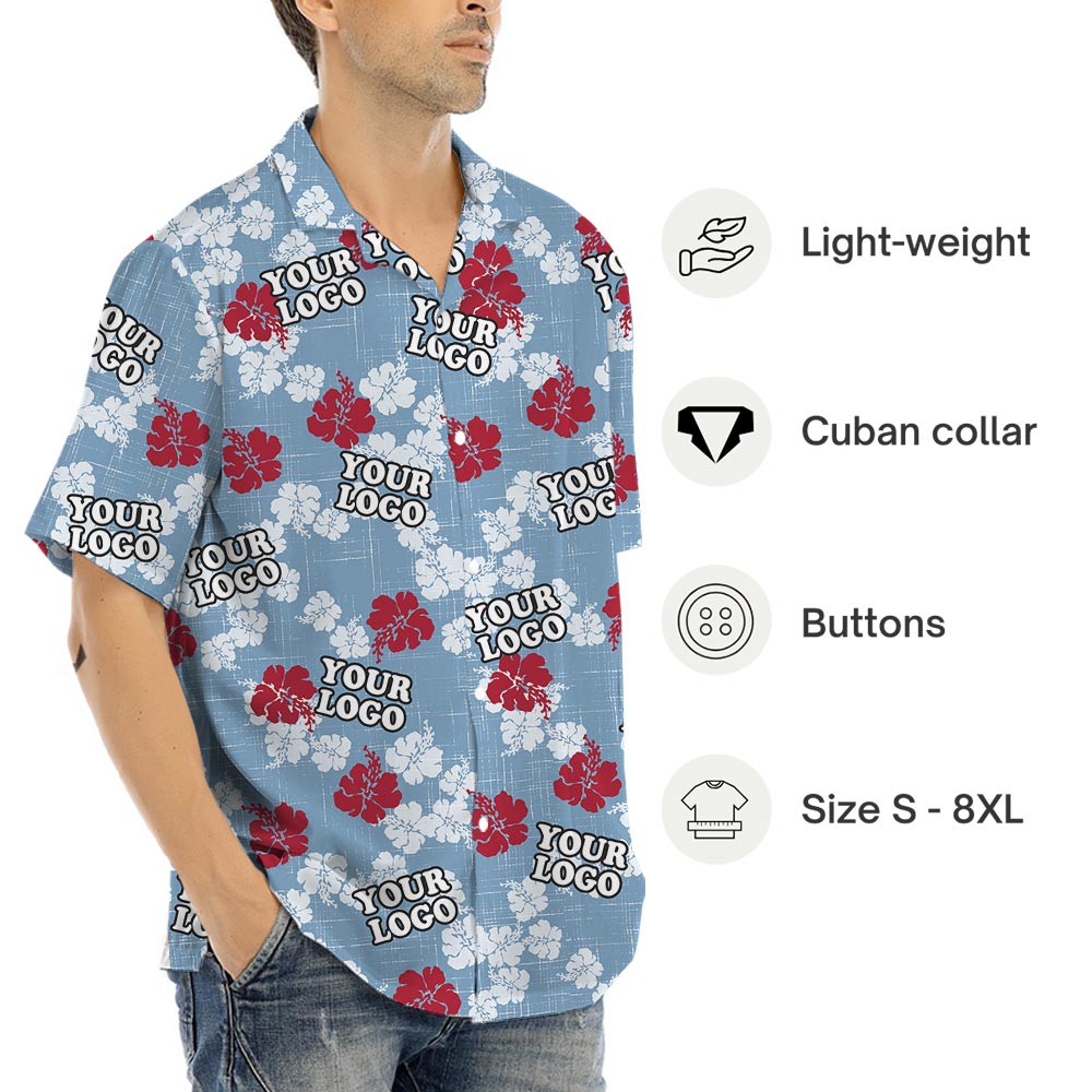 Floral Corporate Hawaiian Shirt With Logo Plus Size