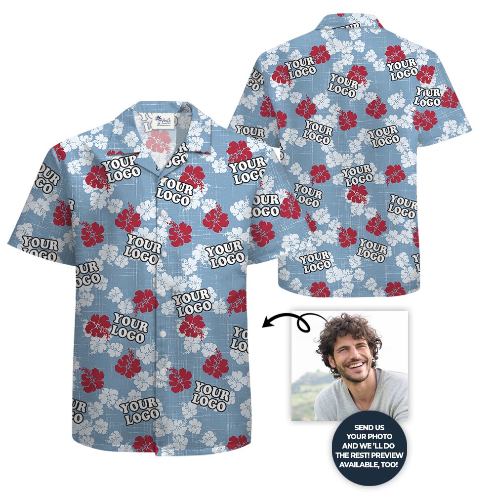 Floral Corporate Hawaiian Shirt With Logo Plus Size