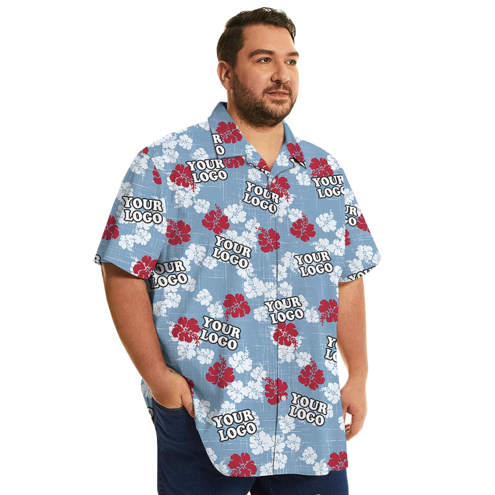 Floral Corporate Hawaiian Shirt With Logo Plus Size