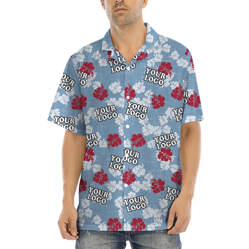 Floral Corporate Hawaiian Shirt With Logo Plus Size