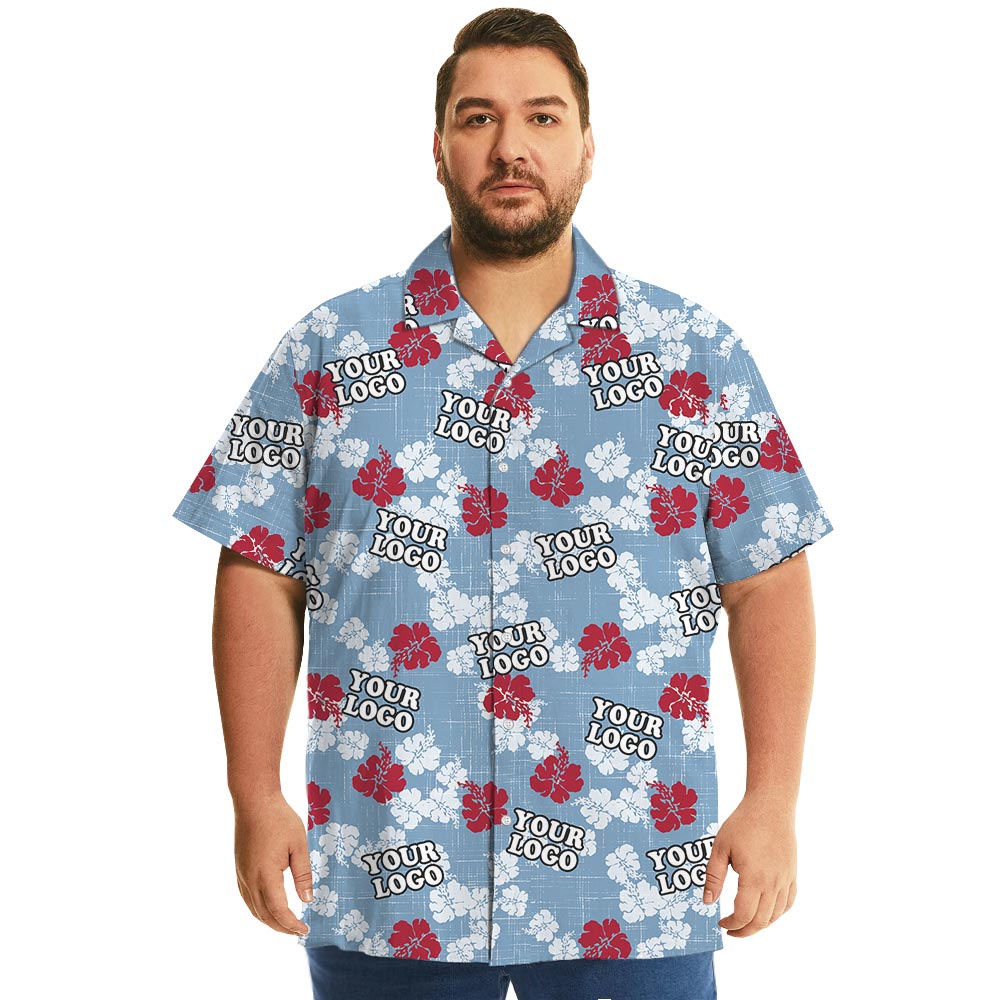Floral Corporate Hawaiian Shirt With Logo Plus Size