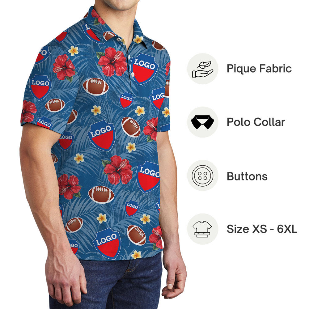 American Football Fan Collared Shirt With Team Logo