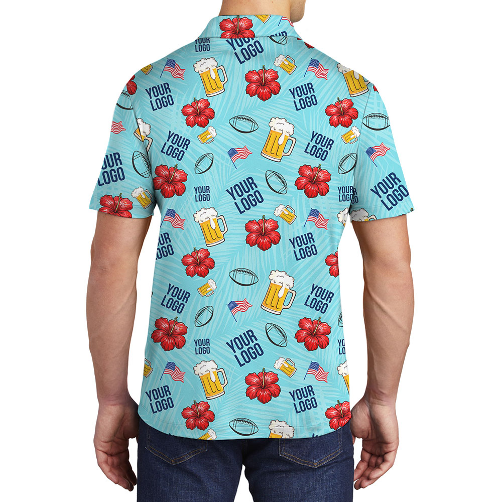 American Football Blue Collared Shirt With Custom Logo