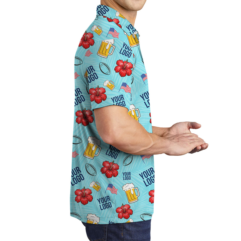 American Football Blue Collared Shirt With Custom Logo