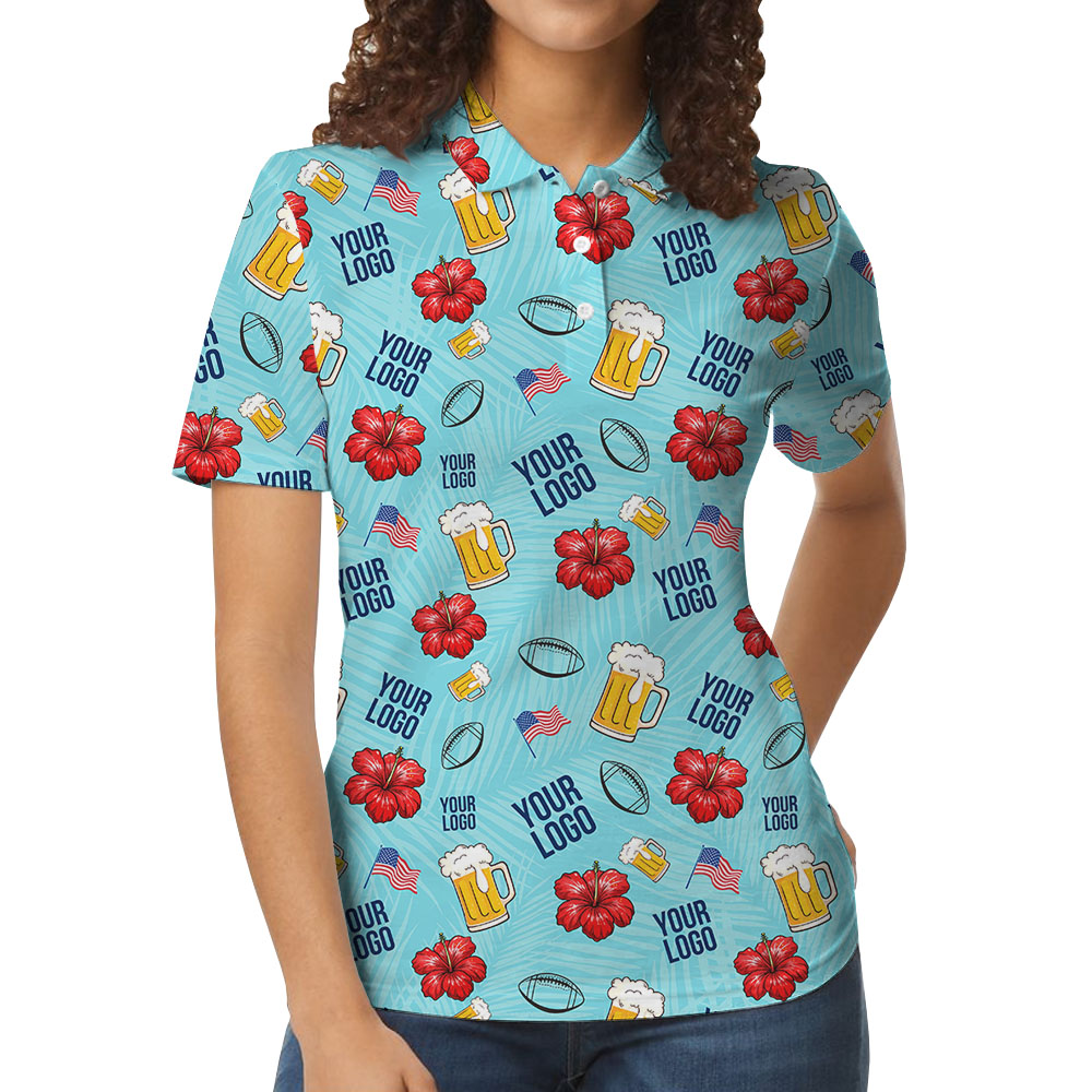 American Football Blue Collared Shirt With Custom Logo