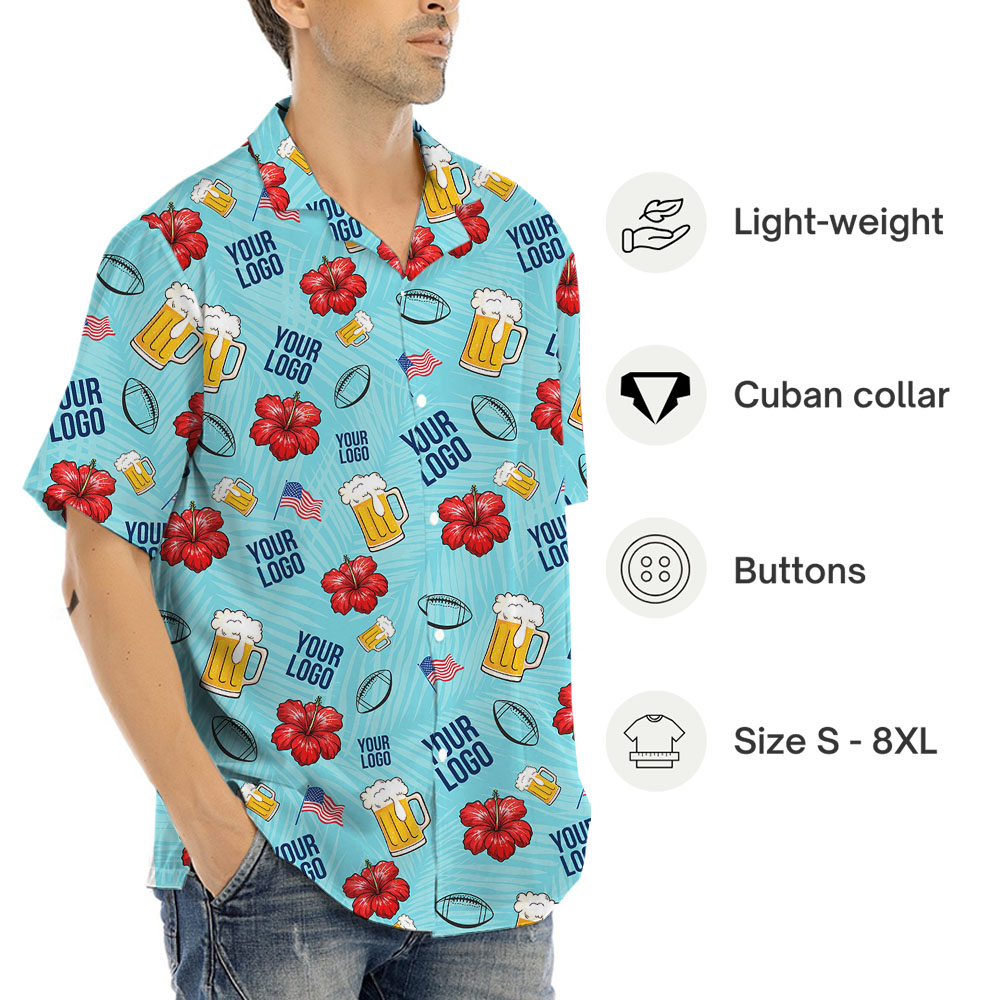 American Football Cheer Blue Hawaiian Shirt With Logo