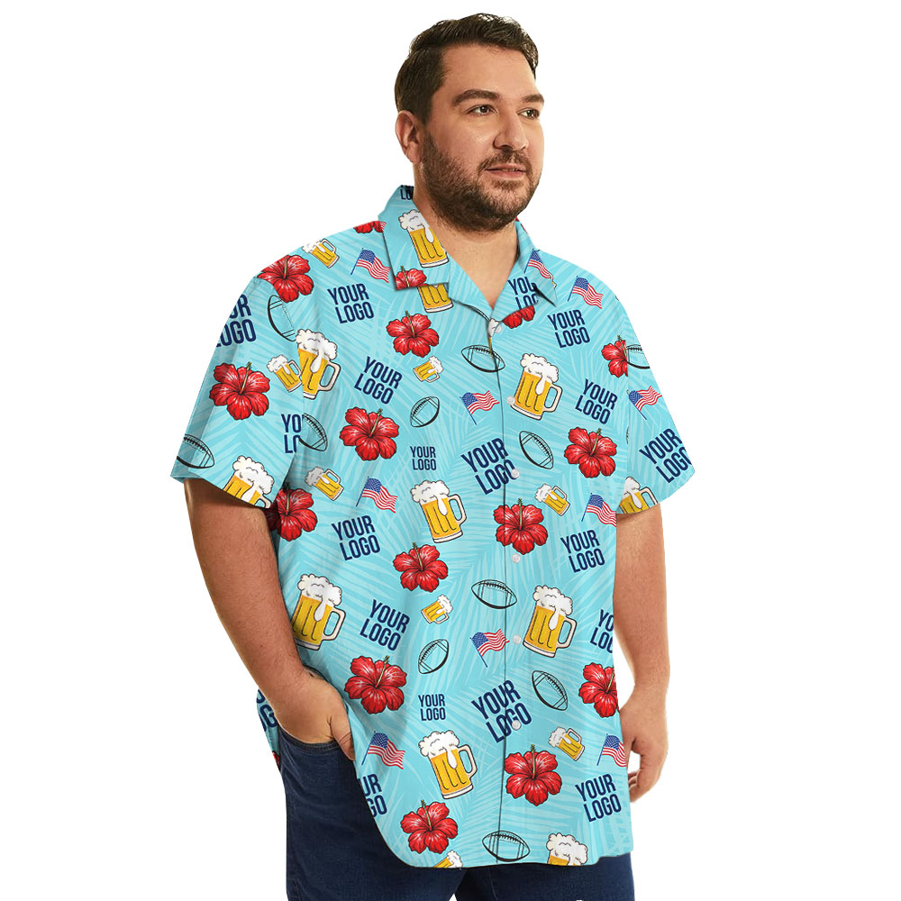 American Football Cheer Blue Hawaiian Shirt With Logo