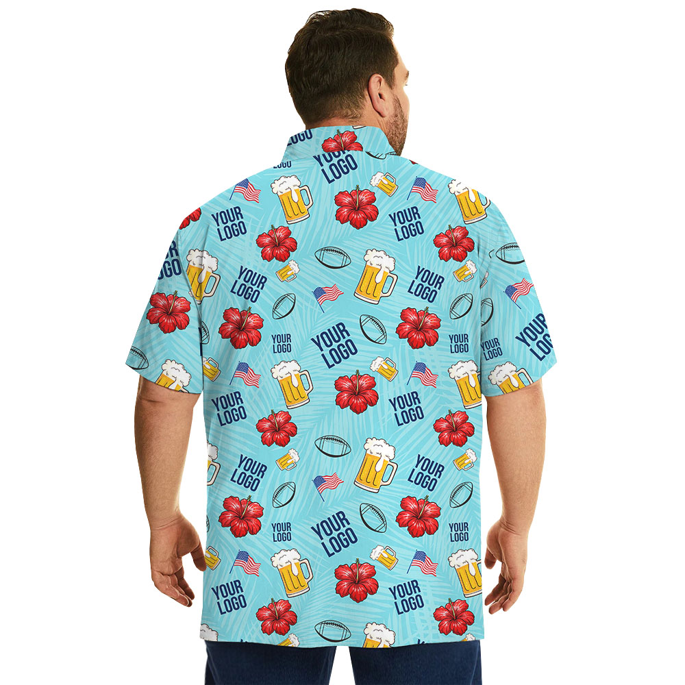 American Football Cheer Blue Hawaiian Shirt With Logo