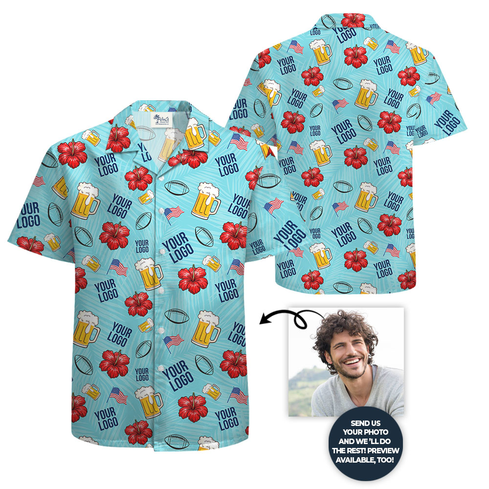American Football Cheer Blue Hawaiian Shirt With Logo