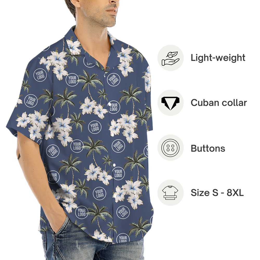 Custom Beach Themed Hawaiian Shirt With Company Logo