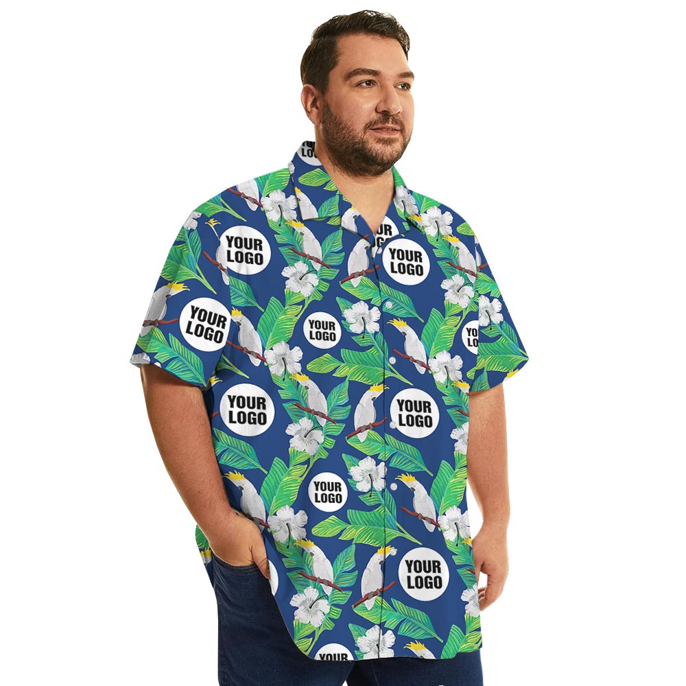 Plus Size Blue Parrot Hawaii Shirts Custom Logo With Preview