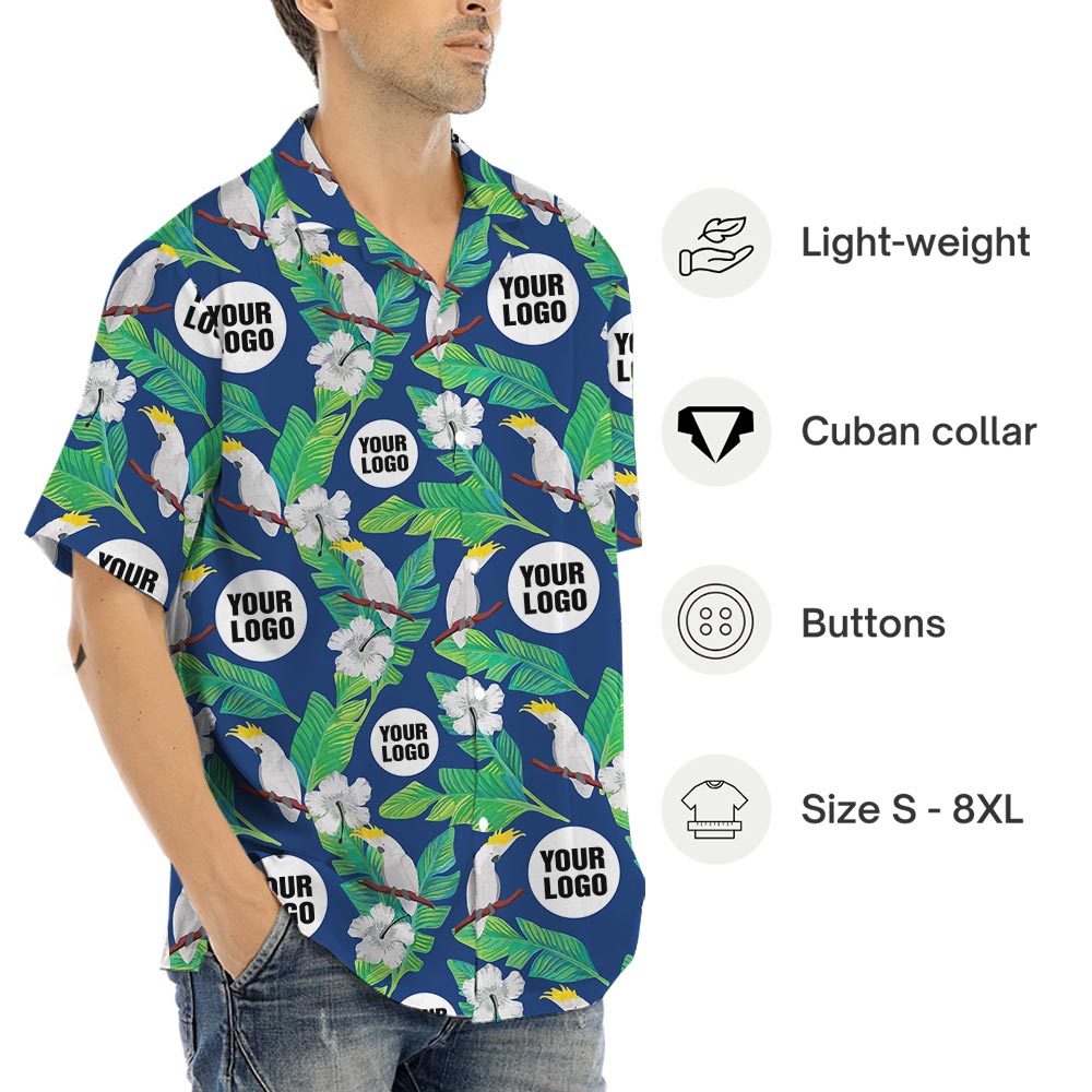 Plus Size Blue Parrot Hawaii Shirts Custom Logo With Preview